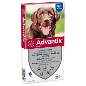 Advantix 400/2000 Hond (25 tot 40kg) 6 x 4,0 ml