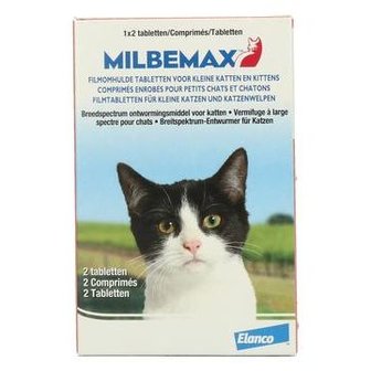 MILBEMAX Kleine Kat en Kitten 4/10 mg 2 tabletten (0,5-2kg)