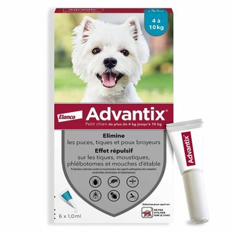 Advantix 100/500 Hond (4 tot 10kg) 6 x 1,0 ml