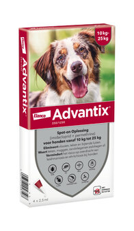 Advantix 250/1250 Hond (10 tot 25kg) 4 x 2,5 ml